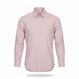 Fray for Neiman Marcus Mens Pink‎ Striped Dress Shirt 16.5 L Made in Italy